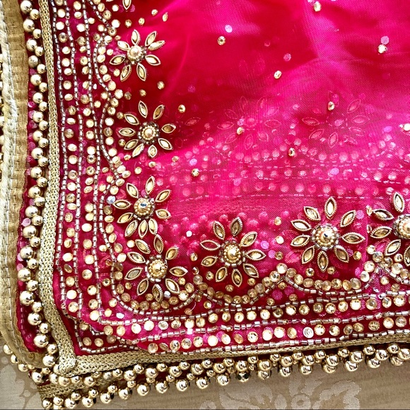 [New] Stunning INDIAN BRIDAL DUPATTA / CHUNNI / HEAD VEIL - Picture 4 of 6